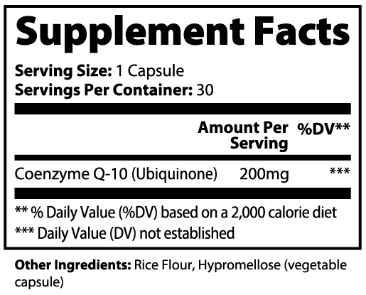 CoQ10 Ubiquinone 200mg-Daily Supplement